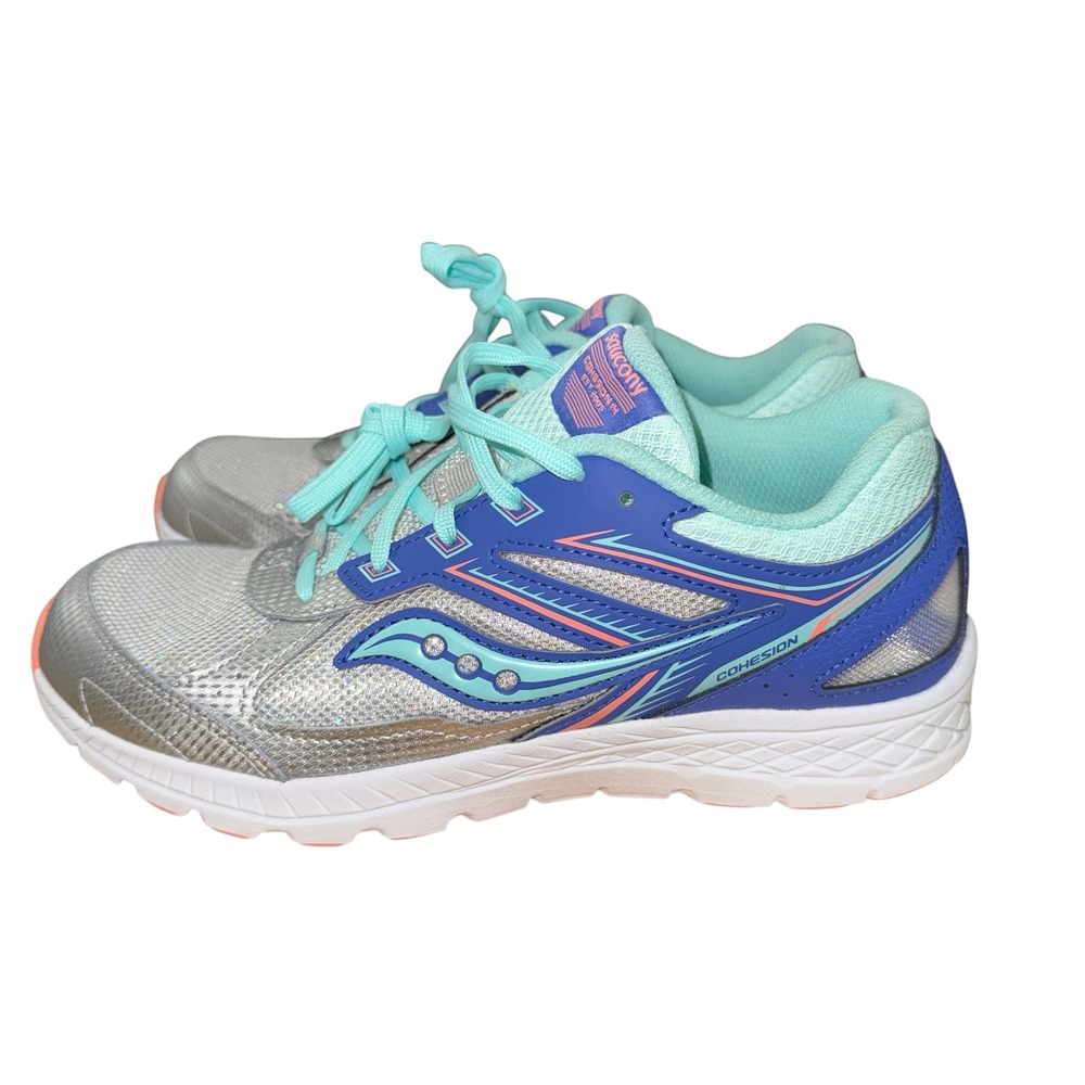 NEW Saucony Cohesion 14 Running Shoes Girls 6M Sneakers Blue Periwinkle SK165555